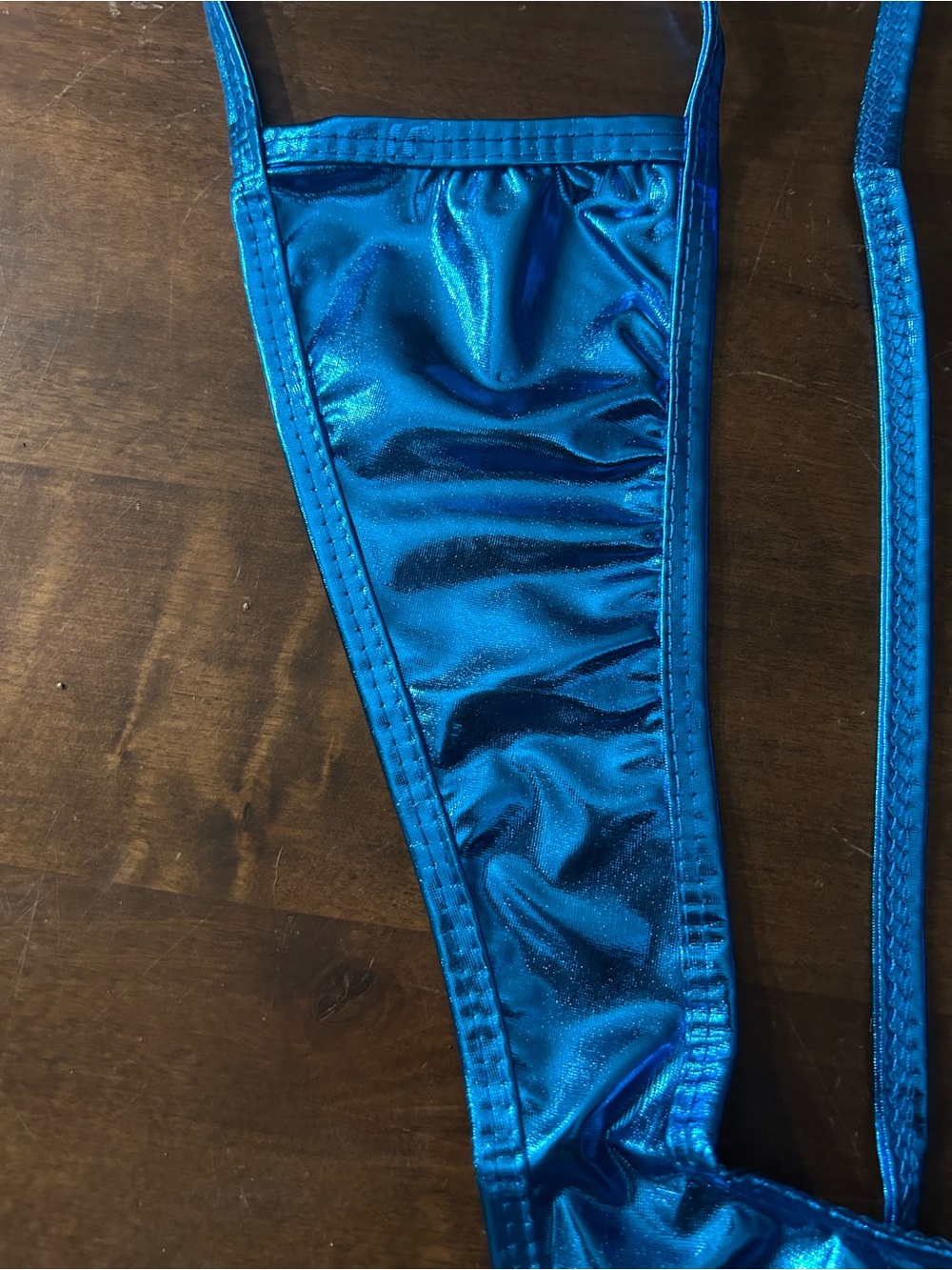 NWOT Sexy Skimpy Metallic Blue Open Cup & Open Crotch Slingshot Monokini Bikini - Picture 4 of 6